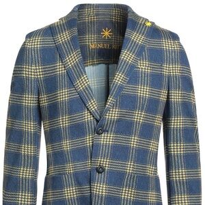 Manuel Ritz Blue and Yellow Plaid Sport Blazer